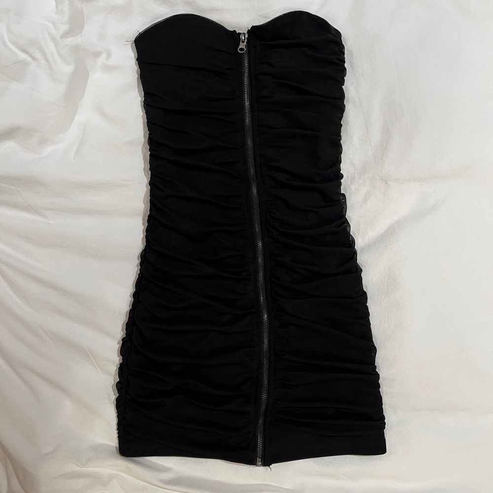 Black Zip Up Mini Dress